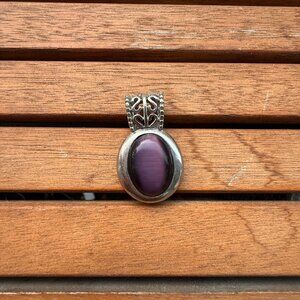 Labradorite Stone Pendant With Silver Filigree Design